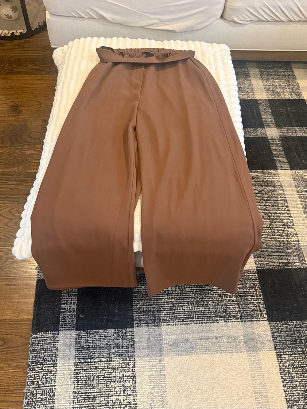 High-Waist Wide-Leg Palazzo Pants in Chocolate Brown